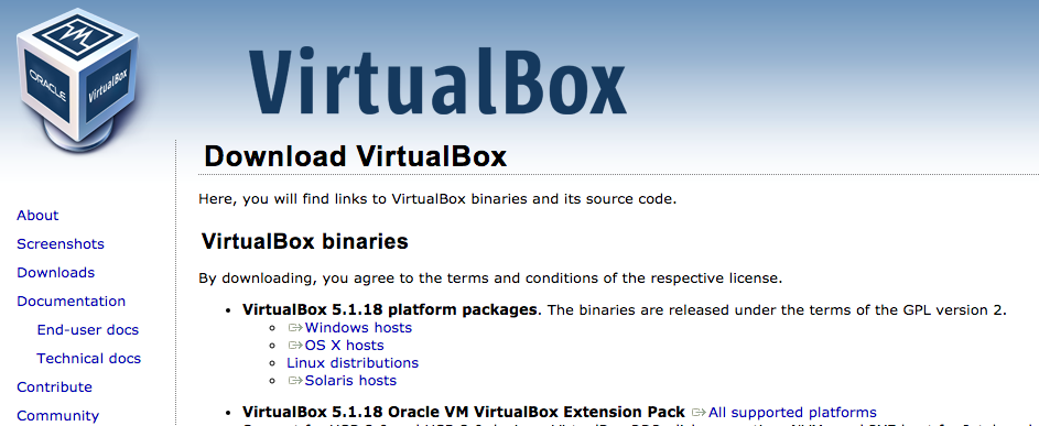 virtualbox server pacote extensao